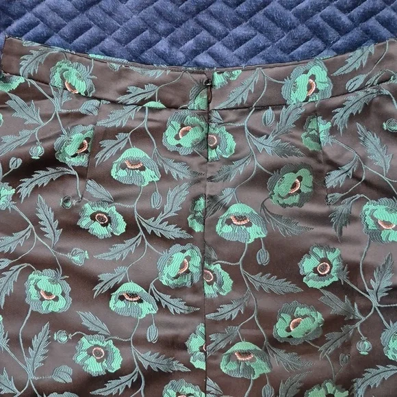 J. Crew Emmie Poppy A-line Black & Green Lined Skirt Size 4, New With Tags - Picture 9 of 16